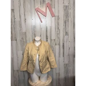 Willi Smith Beige Cropped Ruffle Collar Jacket Size 8